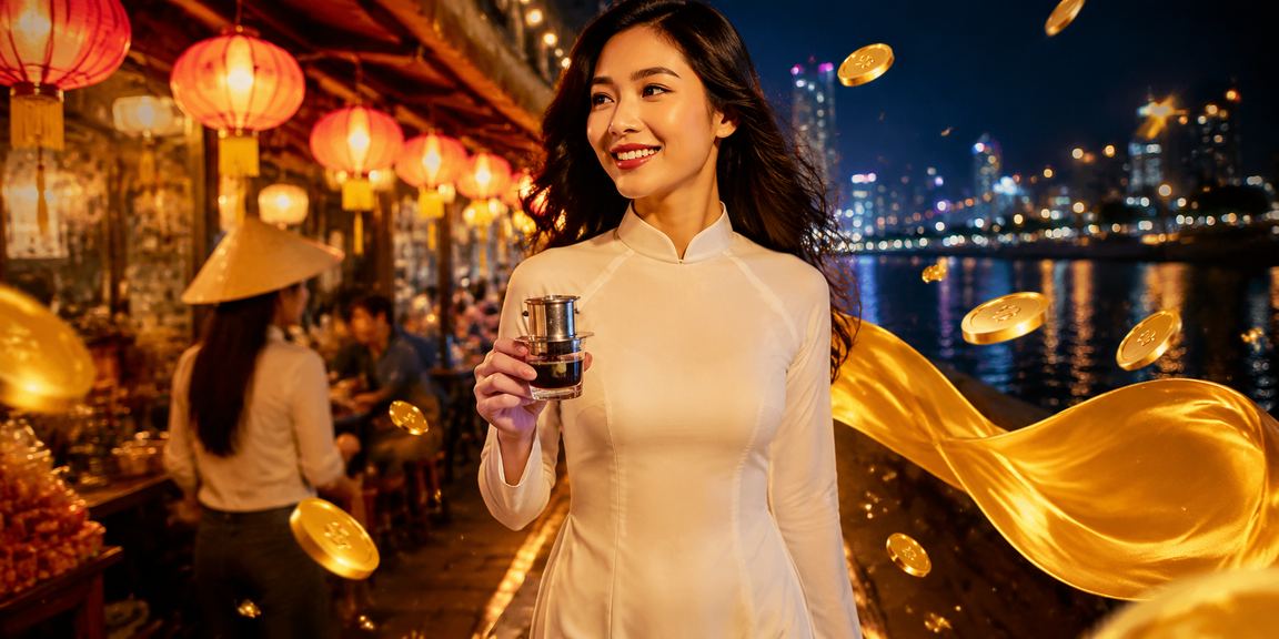 Người phụ nữ Sài Gòn nhận thưởng VIP bên ly cà phê khi kiểm tra tài khoản trực tuyến