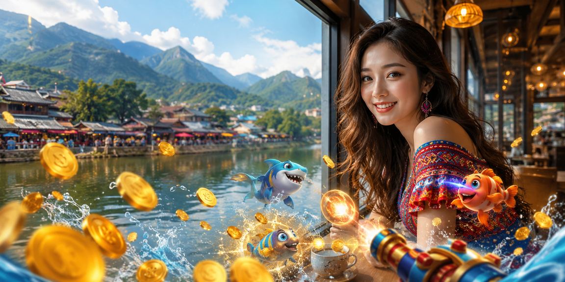 Người chơi thư giãn tại Sa Pa với ly cà phê và trải nghiệm game bắn cá trực tuyến