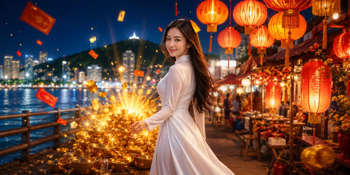 Phong bì đỏ may mắn và áo dài tại Vũng Tàu biểu trưng cho khuyến mãi ts24